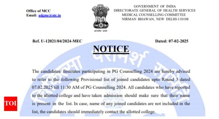 MCC issues NEET PG counselling 2024 round 3 provisional allotment list, check direct link here MCC issues NEET PG counselling 2024 round 3 provisional allotment list, check direct link here