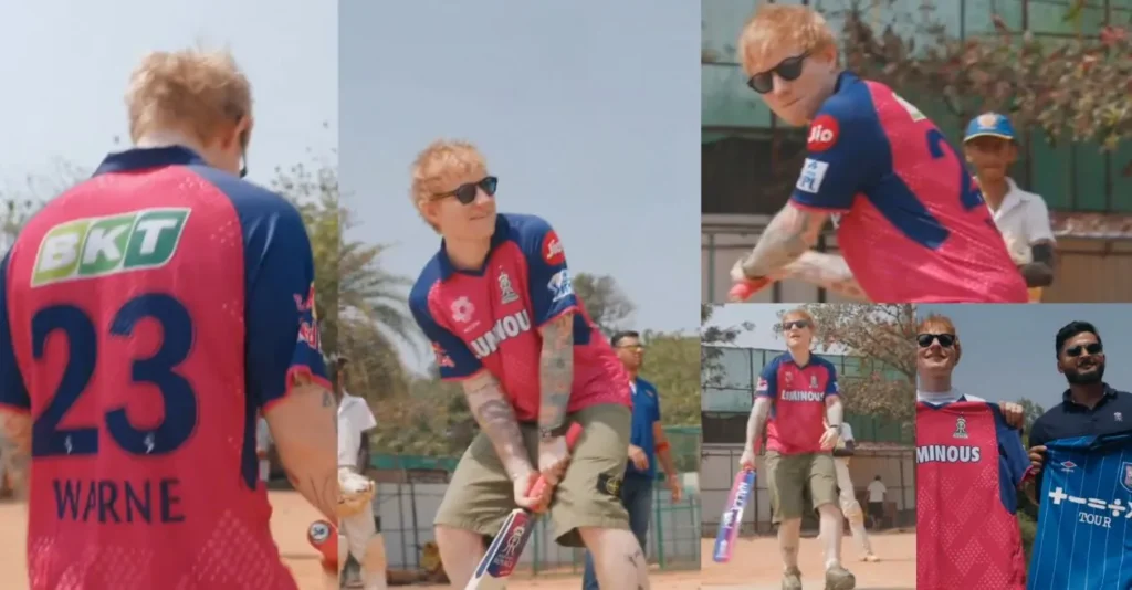WATCH: Ed Sheeran displays his cricket skills at Rajasthan Royals camp donning Shane Warne’s jersey WATCH: Ed Sheeran displays his cricket skills at Rajasthan Royals camp donning Shane Warne’s jersey