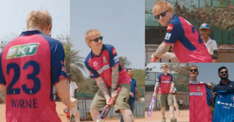 WATCH: Ed Sheeran displays his cricket skills at Rajasthan Royals camp donning Shane Warne’s jersey WATCH: Ed Sheeran displays his cricket skills at Rajasthan Royals camp donning Shane Warne’s jersey