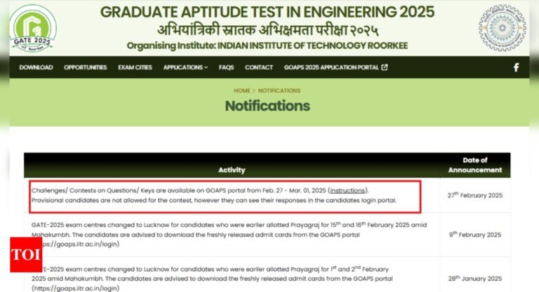 GATE answer key 2025 challenge window closes today, check details here GATE answer key 2025 challenge window closes today, check details here
