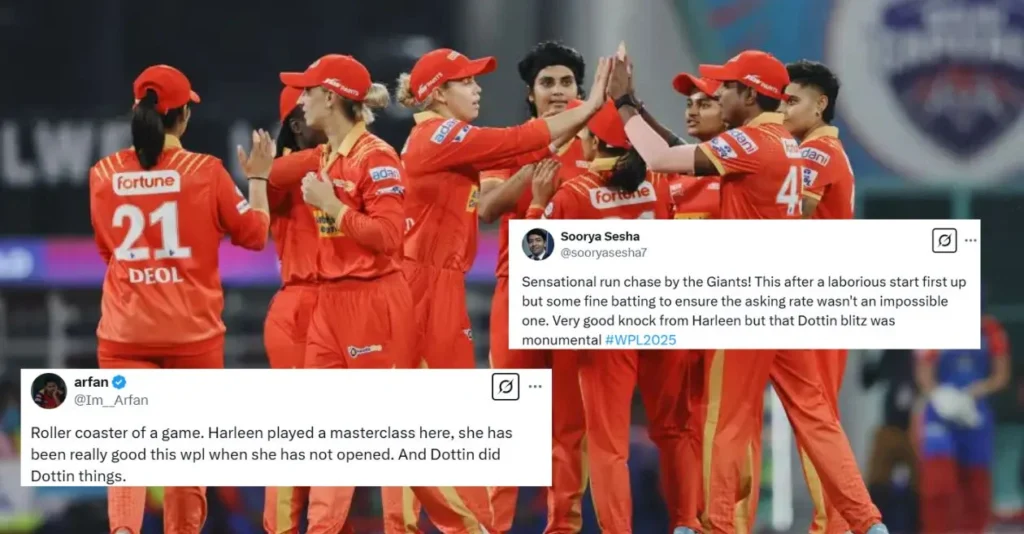 WPL 2025: Fans go wild as Harleen Deol guides Gujarat Giants to a nail-biting win over Delhi Capitals WPL 2025: Fans go wild as Harleen Deol guides Gujarat Giants to a nail-biting win over Delhi Capitals