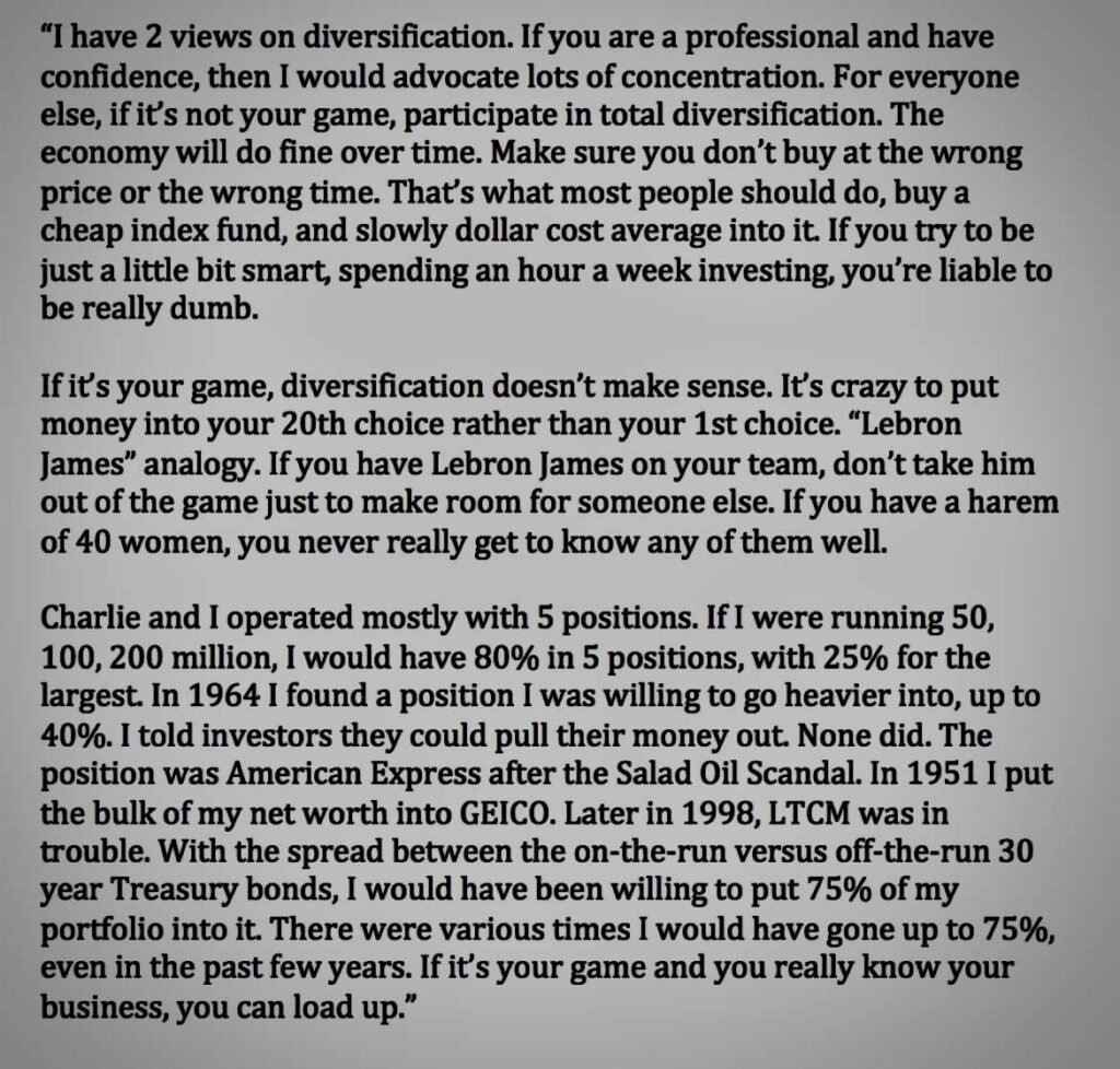 Warren Buffett on Diversification