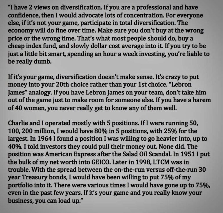 Warren Buffett on Diversification