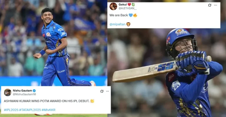 Fans go berserk as Ryan Rickelton and Ashwani Kumar lead MI to their first win in IPL 2025 Fans go berserk as Ryan Rickelton and Ashwani Kumar lead MI to their first win in IPL 2025