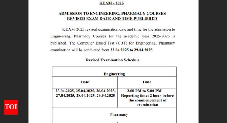 KEAM 2025 exam dates revised: Check updated schedule and other key details here