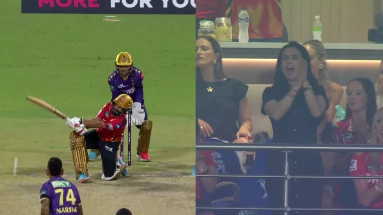 Prabhsimran Singh’s audacious switch-hit six off Sunil Narine wows Preity Zinta