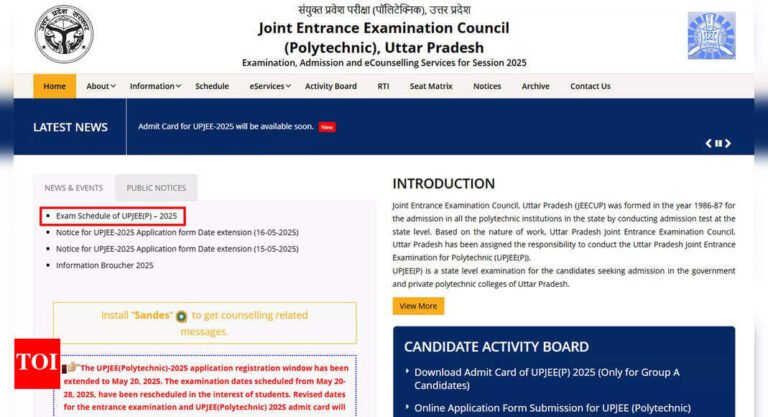 JEECUP 2025: Revised timetable for Uttar Pradesh Polytechnic exam announced, results expected by June 21