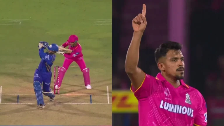 Maheesh Theekshana demolishes Ryan Rickelton’s stumps in RR vs MI clash