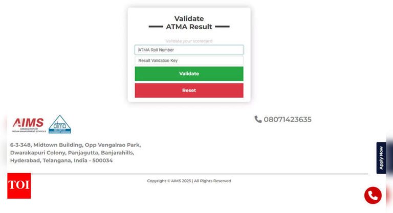 ATMA 2025 results declared: Here’s how to check your scorecard at atmaaims.com ATMA 2025 results declared: Here’s how to check your scorecard at atmaaims.com