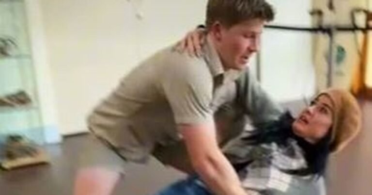 Robert Irwin drops Katy Perry as they attempt the waltz at Australia Zoo