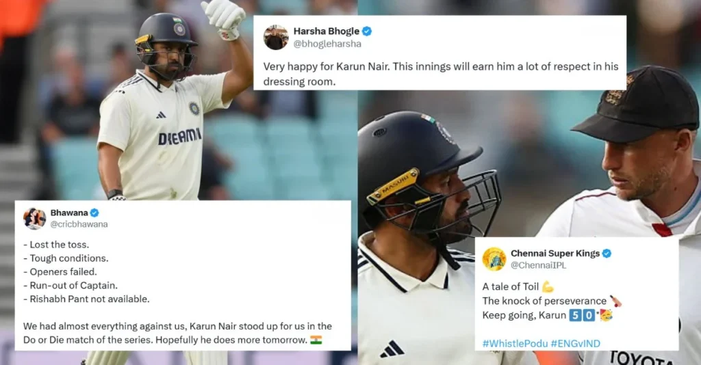 ENG vs IND: Fans react as Karun Nair’s brilliant fifty rescues India from collapse after England’s fierce start on Day 1 of the Oval Test