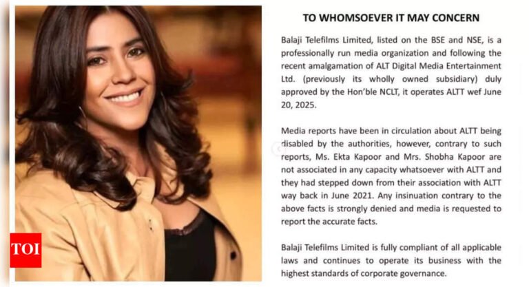 Ekta Kapoor issues clarification on BANNED OTT platforms over ‘obscene content’; claims she stepped down: ‘Not associated in any capacity’ | Ekta Kapoor issues clarification on BANNED OTT platforms over ‘obscene content’; claims she stepped down: ‘Not associated in any capacity’ |