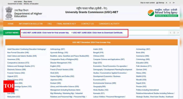 UGC NET 2025 June session result and final answer key declared at ugcnet.nta.ac.in: Check steps to download and cut-off UGC NET 2025 June session result and final answer key declared at ugcnet.nta.ac.in: Check steps to download and cut-off