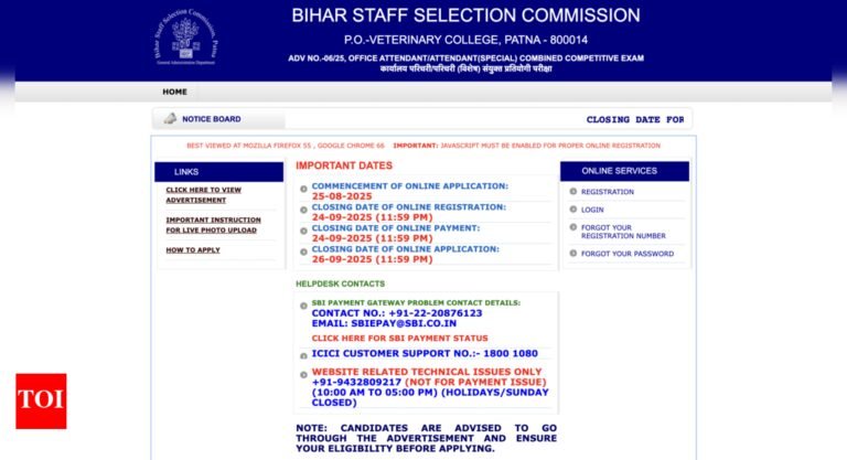 BSSC Office Attendant Recruitment 2025: Registration begins for 3,727 posts, check direct link to apply here