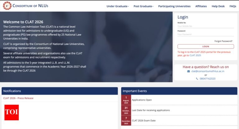 CLAT 2026 UG, PG & NLU registration starts at consortiumofnlus.ac.in: Direct link to apply and other key details here