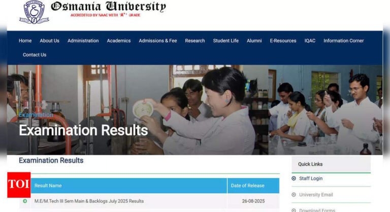 OU result 2025: Osmania University releases M.E., B.Sc., B.Com., BA, BBA June and July exam results; check here OU result 2025: Osmania University releases M.E., B.Sc., B.Com., BA, BBA June and July exam results; check here