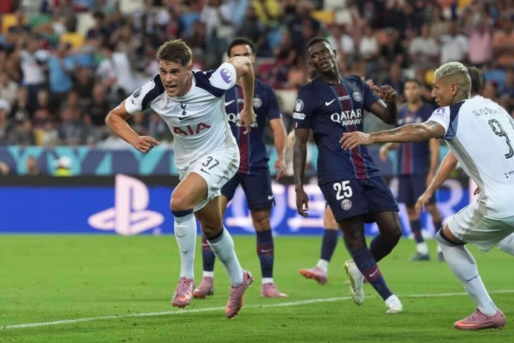 Van de Ven gives Tottenham surprise lead against PSG in Super Cup