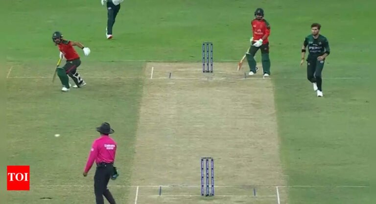 Asia Cup: Hilarious Pakistan fumble run out chance against Bangladesh – watch | Cricket News Asia Cup: Hilarious Pakistan fumble run out chance against Bangladesh – watch | Cricket News