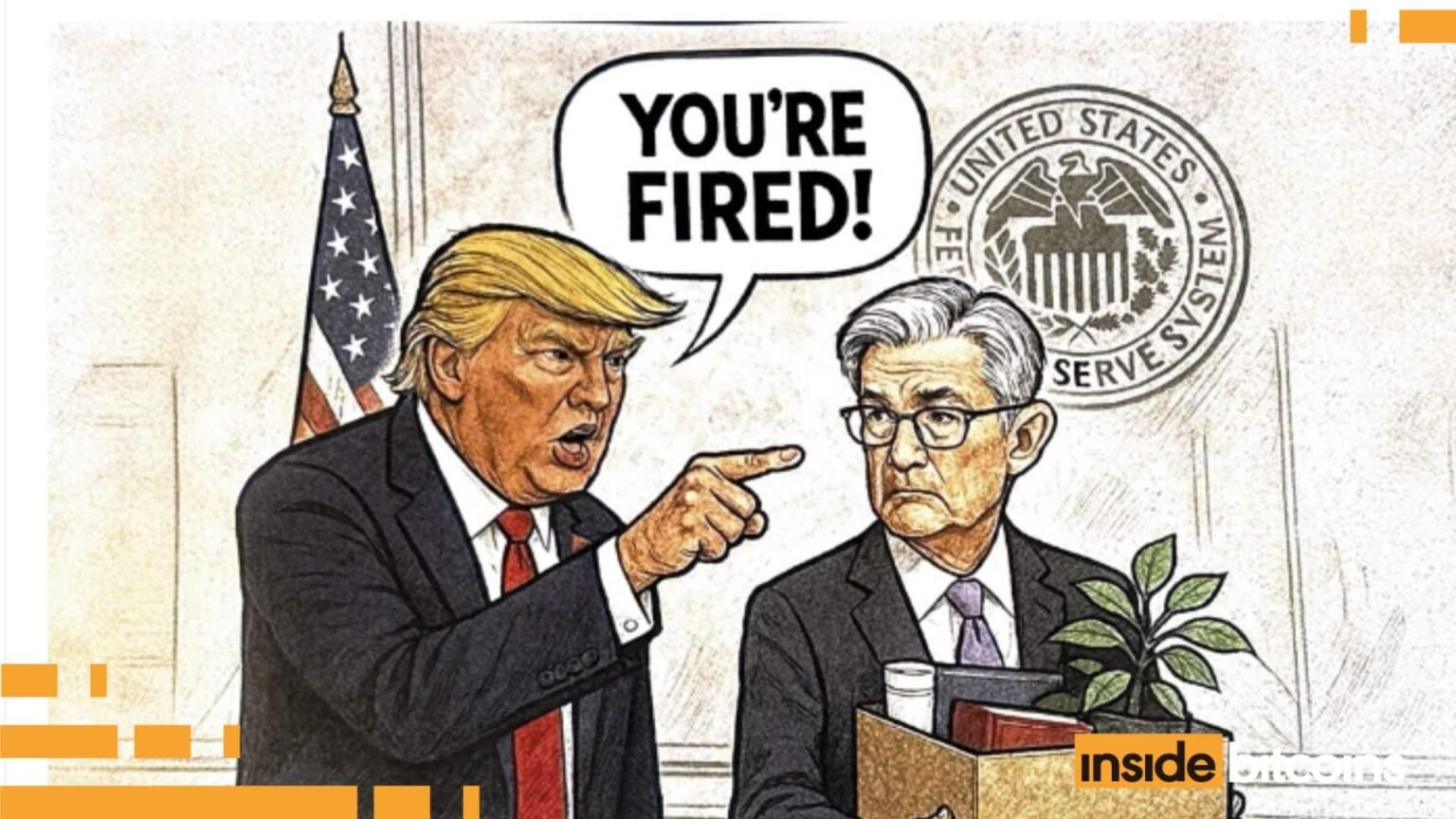 Trump Targets Fed Chair Powell with “You’re Fired” Cartoon