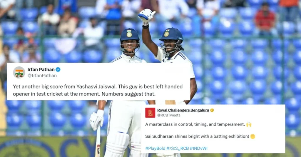 Fans react as Yashasvi Jaiswal and Sai Sudharsan demolish West Indies bowling as India dominate Day 1 of Delhi Test Fans react as Yashasvi Jaiswal and Sai Sudharsan demolish West Indies bowling as India dominate Day 1 of Delhi Test