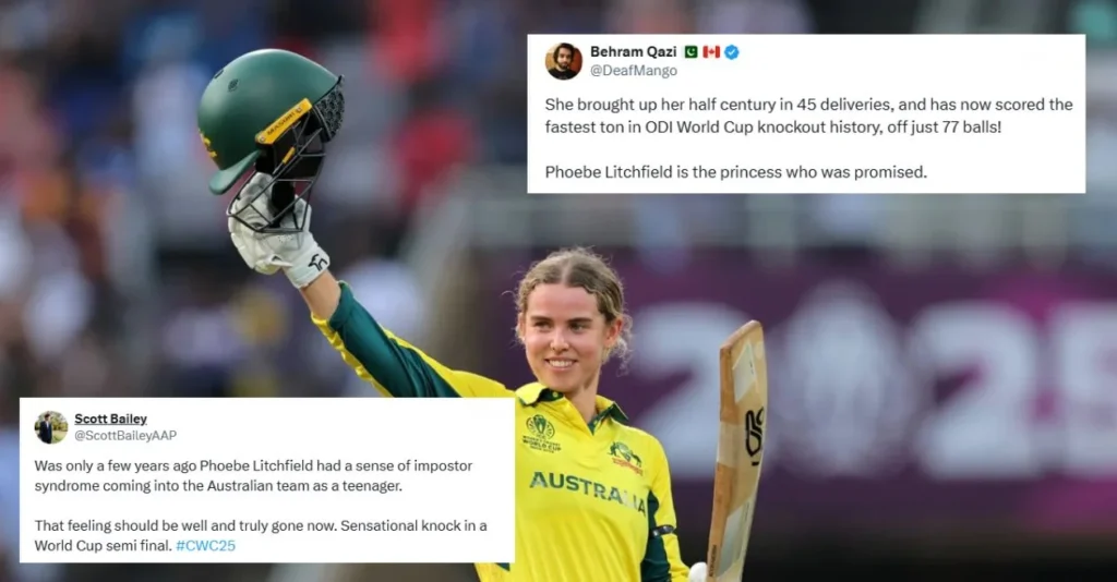 Women’s World Cup 2025: Fans erupt as Phoebe Litchfield lights up DY Patil Stadium with her historic hundred during semifinal vs Australia Women’s World Cup 2025: Fans erupt as Phoebe Litchfield lights up DY Patil Stadium with her historic hundred during semifinal vs Australia
