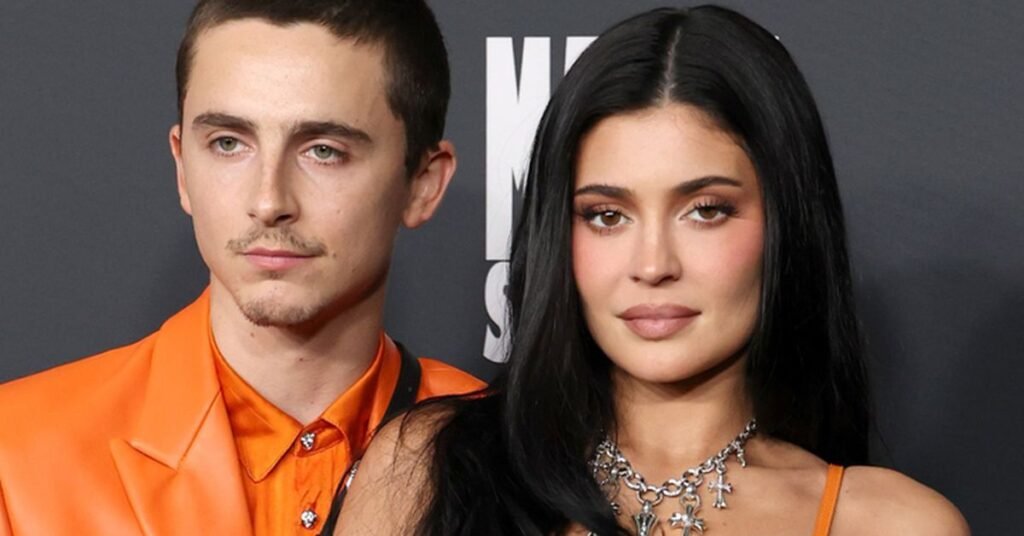 Kylie Jenner, Timothee Chalamet wear matching orange outfits on Marty Supreme premiere red carpet