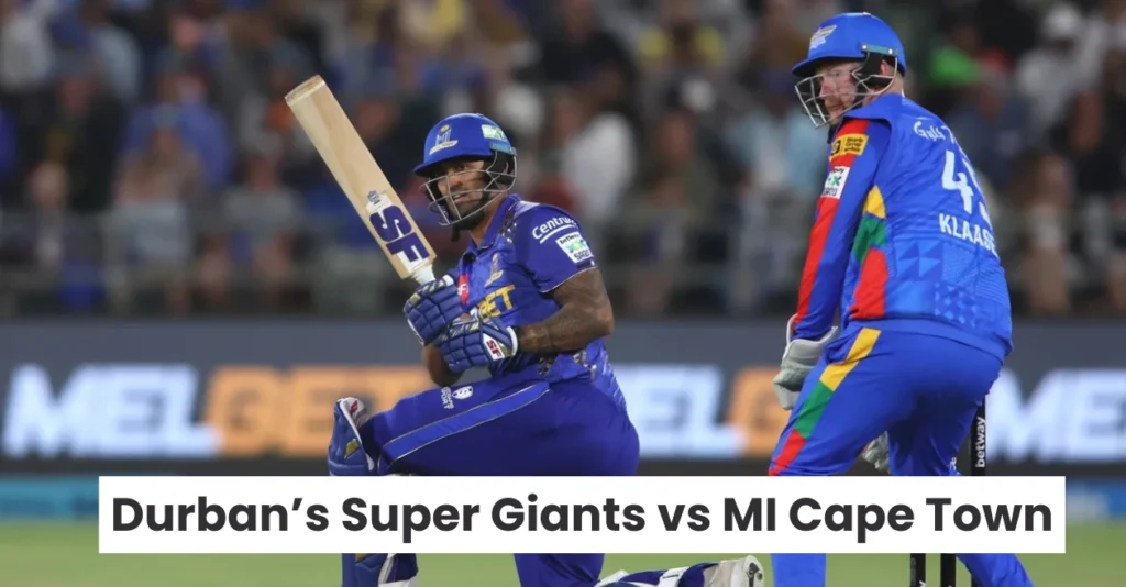 SA20 2026, DSG vs MICT Match Prediction: Who will win today’s game between Durban’s Super Giants and MI Cape Town? SA20 2026, DSG vs MICT Match Prediction: Who will win today’s game between Durban’s Super Giants and MI Cape Town?