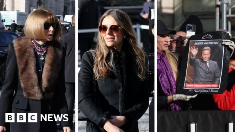 Anna Wintour and Liz Hurley among mourners at fashion designer’s funeral