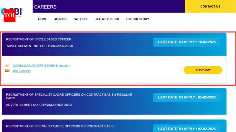 SBI Bank CBO Recruitment 2026 notification released for 2050 posts, apply from tomorrow at sbi.bank.in; direct link