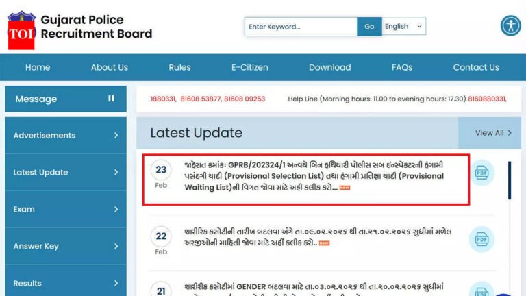 Gujarat Police releases provisional list for 472 Unarmed PSI posts, cut-offs announced; check here Gujarat Police releases provisional list for 472 Unarmed PSI posts, cut-offs announced; check here