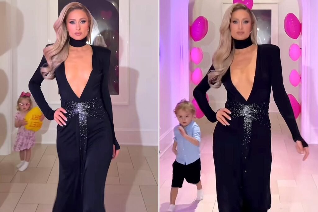 Paris Hilton Struts in Chic Ballgown with Kids Phoenix, 3, and London, 2 Paris Hilton Struts in Chic Ballgown with Kids Phoenix, 3, and London, 2