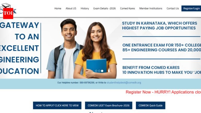 COMEDK UGET 2026 registration ends today at comedk.org: Direct link to apply here