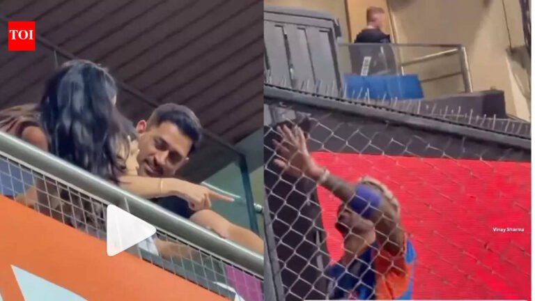 Hardik Pandya interacts with Dhoni and his son Agastya in the stands — viral video melts hearts | Cricket News