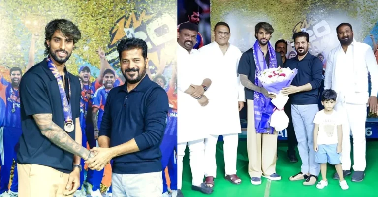 WATCH: Telangana CM Revanth Reddy honours T20 World Champion Tilak Varma on his Hyderabad arrival
