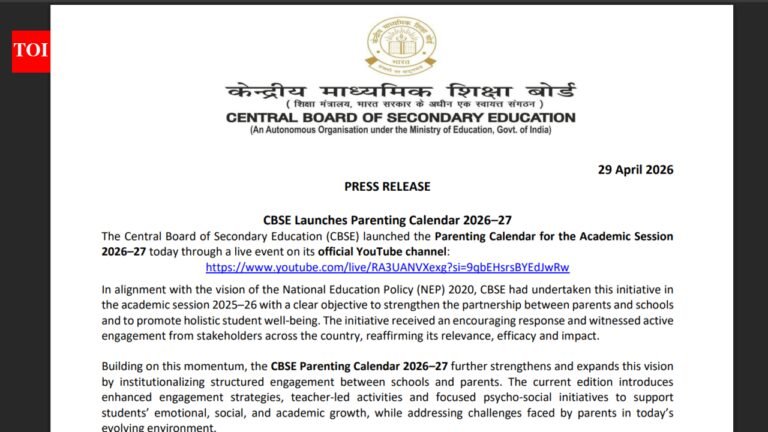 CBSE rolls out parenting calendar 2026–27 to institutionalise parent–school engagement under NEP 2020 vision