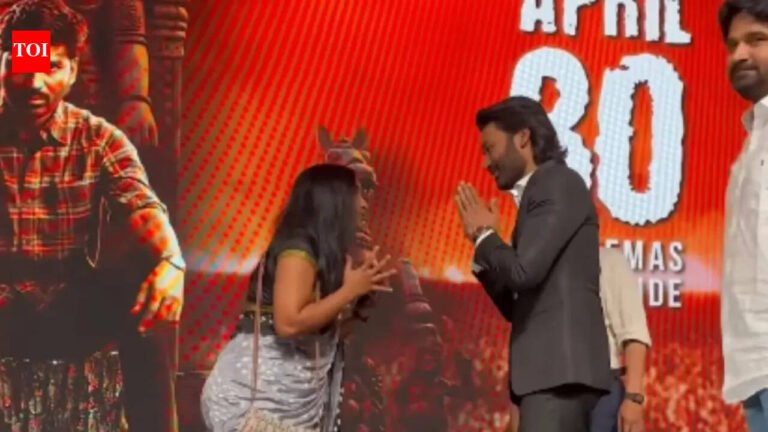 Dhanush: Female fan kneels before Dhanush at ‘Kara’ event; ‘Do not worship celebrities,’ React netizens | Tamil Movie News