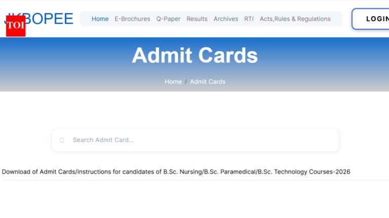 JKBOPEE CET admit card 2026 released at jkbopee.gov.in: Direct link to download hall tickets here