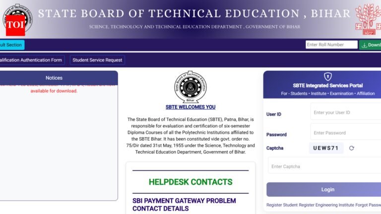 SBTE Bihar Result 2026 released at sbteonline.bihar.gov.in: Direct link to download scorecards here