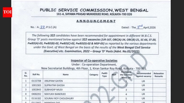 WBPSC Group D result 2026 released at psc.wb.gov.in: Direct link to download scorecards here WBPSC Group D result 2026 released at psc.wb.gov.in: Direct link to download scorecards here