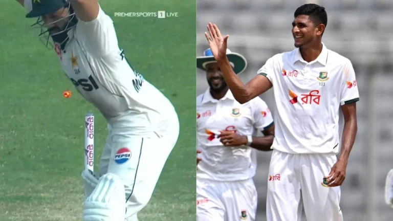 Mohammad Rizwan’s worst leave ever sees his stumps being destroyed by Nahid Rana in 1st Test