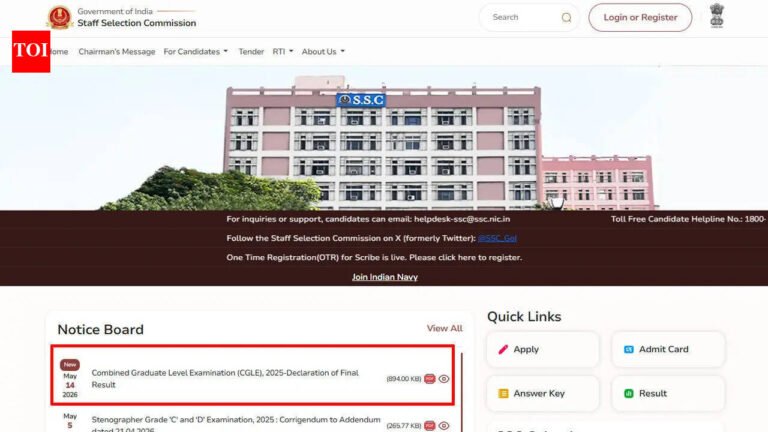 SSC CGL 2025 final result out with 15,118 candidates shortlisted; check cut-offs and other details here