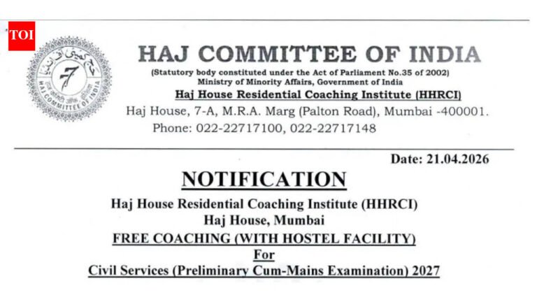 Free UPSC coaching with hostel facility: Haj House extends application deadline till June 19- Check details Free UPSC coaching with hostel facility: Haj House extends application deadline till June 19- Check details