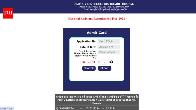 MPESB Hospital Assistant recruitment 2026 admit card released for 1,200 posts: Direct link to download hall ticket here