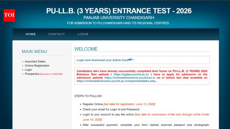 PU LLB admit card 2026 released at pglaw.puchd.ac.in: Direct link to download hall tickets here PU LLB admit card 2026 released at pglaw.puchd.ac.in: Direct link to download hall tickets here