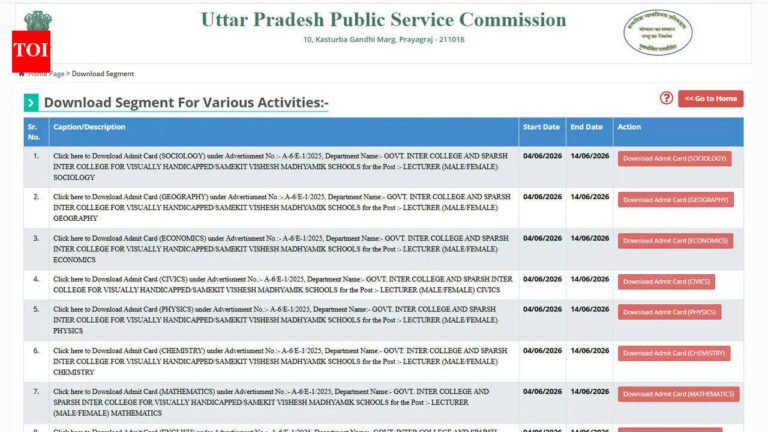 UPPSC releases GIC Lecturer admit card at uppsc.up.nic.in, download hall ticket for June 2026 examinations