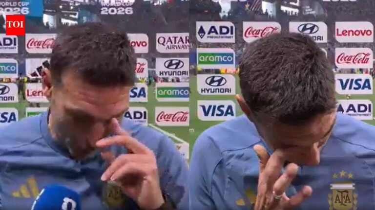 ‘I can’t look at you, I’m sorry’: Argentina coach Lionel Scaloni’s emotional post-match interview goes viral after Egypt win at FIFA World Cup – Watch | Football News ‘I can’t look at you, I’m sorry’: Argentina coach Lionel Scaloni’s emotional post-match interview goes viral after Egypt win at FIFA World Cup – Watch | Football News