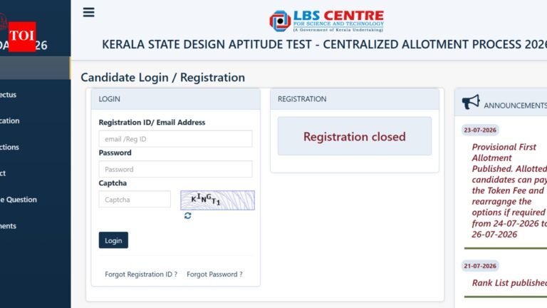 KS DAT 2026 round 1 seat allotment result out at lbsapplications.kerala.gov.in; direct link here