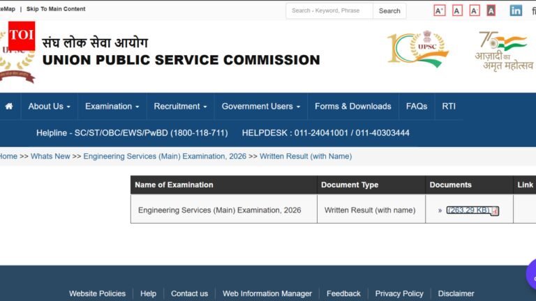 UPSC Engineering Services main result 2026 out: Direct link to download PDF here UPSC Engineering Services main result 2026 out: Direct link to download PDF here