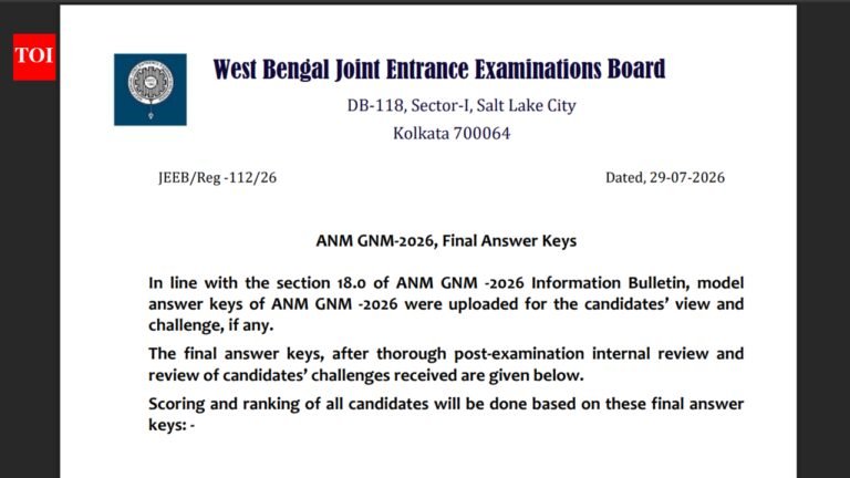 West Bengal ANM GNM result 2026 released at wbjeeb.in: Direct link to download here