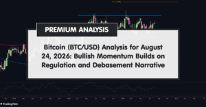 Bitcoin (BTC/USD) Analysis for August 24, 2026: Bullish Momentum Builds on Regulation and Debasement Narrative